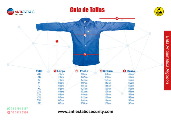 Bata Antiestática ESD Algodón Poliester